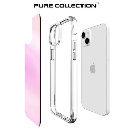 Bix iPhone 14 Plus / 15 Plus Pure Rainbow Renk Geçişli Şeffaf Kılıf Çizilmeye Dayanıklı Darbe Emici Pembe