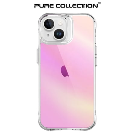 Bix iPhone 15 Pure Rainbow Renk Geçişli Şeffaf Kılıf Çizilmeye Dayanıklı Darbe Emici Pembe