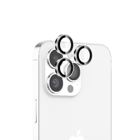Bix iPhone 15 Pro / 15 Pro Max Lens Koruyucu Kamera Lensi 9H Gerçek Cam Crystal AR+AF Beyaz Titanyum