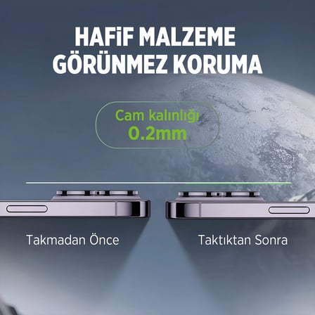Bix iPhone 15 Pro / 15 Pro Max Lens Koruyucu Kamera Lensi 9H Gerçek Cam Crystal AR+AF Beyaz Titanyum