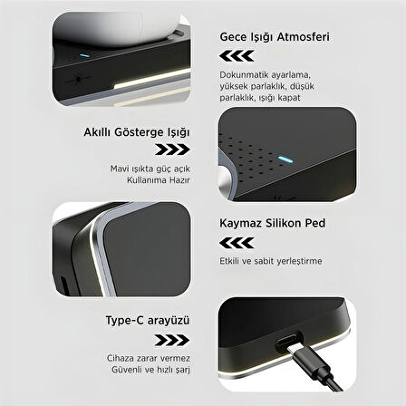 Bix BXMW5 3’ü 1 15W Kablosuz MagSafe Şarj Cihazı Katlanabilir Telefon TWS Kulaklık ve Akıllı Saat Uyumlu Manyetik