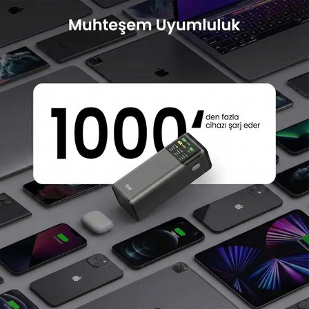 Bix PB200W 24000mAh 200W PD 3.1 Hızlı Şarjlı Dijital Ekranlı Siyah Powerbank