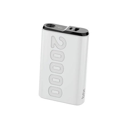 Bix TPB24 20000mAh PD 20W USB-C USB-A QC 3.0 22.5W Süper Hızlı Şarj Destekli Dijital Ekranlı Mini Powerbank Beyaz