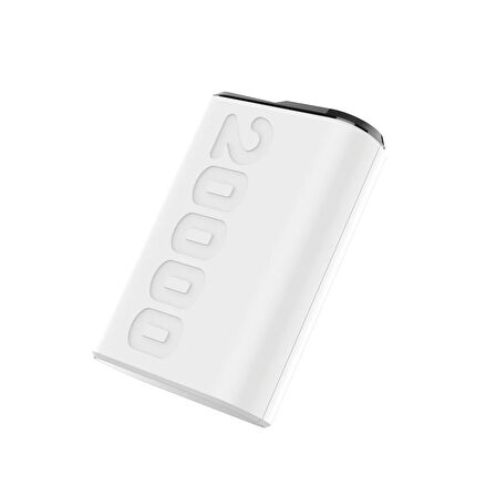 Bix TPB24 20000mAh PD 20W USB-C USB-A QC 3.0 22.5W Süper Hızlı Şarj Destekli Dijital Ekranlı Mini Powerbank Beyaz