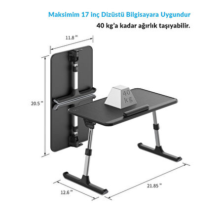 Bix Saiji AL30 Ayarlanabilir Laptop Standı Ergonomik Tasarım 17 İnç Uyumlu Taşınabilir Masa Siyah