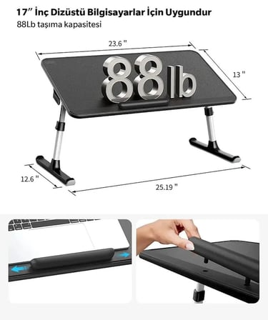 Bix Saiji AL33 Yükseklik ve Açı Ayarlı Laptop Standı Ergonomik ve Katlanabilir Çalışma Masası Siyah
