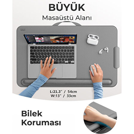 Bix Saiji GX3 Taşınabilir Laptop Standı 17 İnç Laptop Telefon Uyumlu Katlanabilir Hafif Ergonomik Tasarım Gri