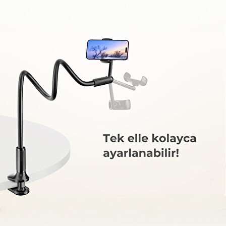 Bix Saiji IVY 4 Telefon Tutucu Yatak ve Masa İçin 360° Dönebilir Ayarlanabilir Telefon Standı