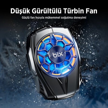 Bix BXCP03G Ultra Sessiz ve Güçlü Telefon Soğutucu Fan Kablolu Kullanım, 4.5-7 inç Cihazlarla Uyumlu, Oyuncular İçin Özel Tasarım