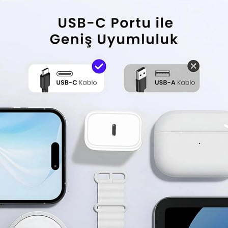 Bix BXPD23 20W iPhone & Android Uyumlu USB-C PD 3.0 Akım Korumalı Hızlı Şarj Adaptörü