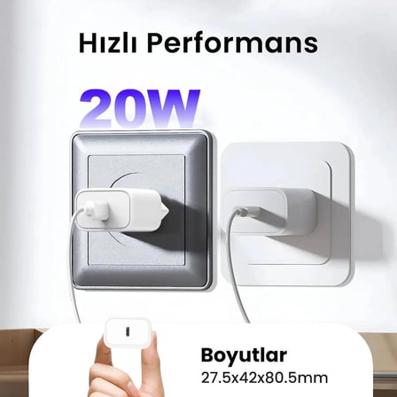 Bix BXPD23 20W iPhone & Android Uyumlu USB-C PD 3.0 Akım Korumalı Hızlı Şarj Adaptörü
