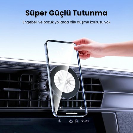 Bix BXCH14 360 Derece Metal Kancalı Manyetik Havalandırma Izgarası Araç İçi Telefon Tutucu