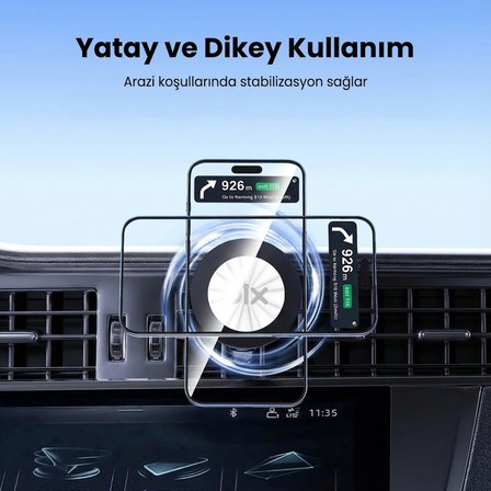 Bix BXCH14 360 Derece Metal Kancalı Manyetik Havalandırma Izgarası Araç İçi Telefon Tutucu