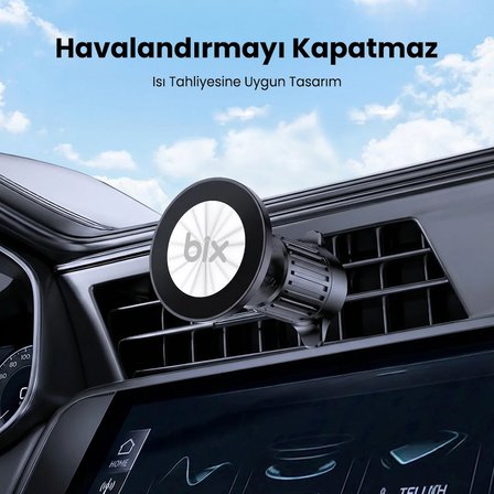 Bix BXCH14 360 Derece Metal Kancalı Manyetik Havalandırma Izgarası Araç İçi Telefon Tutucu