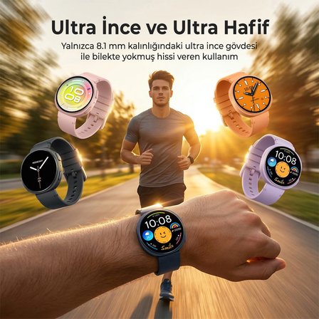 Bix TSW3 42mm Ultra İnce 1.32” AMOLED Ekranlı Akıllı Saat – Bluetooth Aramalı, Metal Çerçeveli, Nabız & SpO₂ Ölçer, iOS ve Android Uyumlu Turuncu