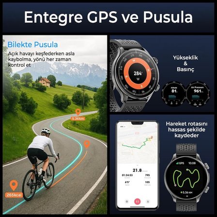 Bix TSW6 48mm Super Retina 1.6” AMOLED GPS Akıllı Saat Siyah – AI Yapay Zeka Destekli, Bluetooth Aramalı, Nabız & SpO2 Ölçer ve iOS Android Uyumlu