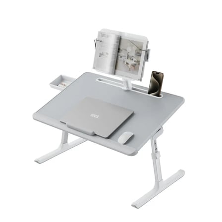 Bix Saiji K10 XXL Laptop Çalışma Masası PVC Deri 5 Kademeli Yükseklik Ayarlı Kitap ve Tablet Standlı Gri