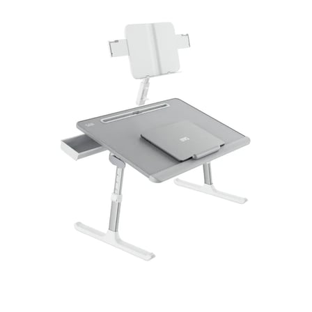 Bix Saiji K10 XXL Laptop Çalışma Masası PVC Deri 5 Kademeli Yükseklik Ayarlı Kitap ve Tablet Standlı Gri