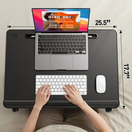 Bix Saiji K10 XXL Laptop Çalışma Masası PVC Deri 5 Kademeli Yükseklik Ayarlı Kitap ve Tablet Standlı Siyah