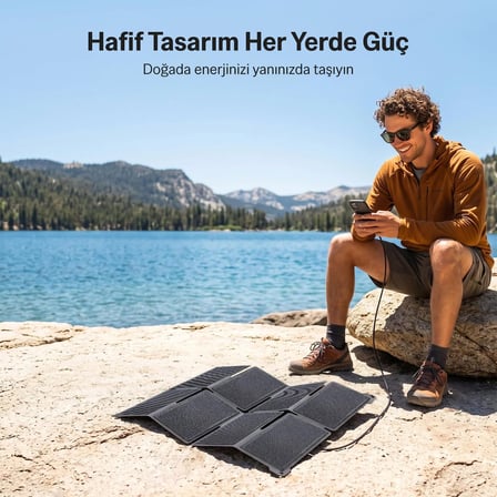 Bix 25W Katlanabilir Taşınabilir Solar Şarj Paneli IP67 Korumalı USB-A ve USB-C Çıkışlı Kamp Karavan Outdoor İçin Güneş Paneli