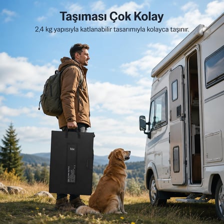Bix 100W Katlanabilir Taşınabilir Solar Şarj Paneli USB-A Type-C DC Çıkışlı Power Station Uyumlu Outdoor Kamp Karavan Güneş Paneli Konnektör Kit Dahil