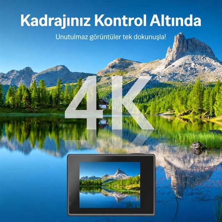 Bix Pulse2 4K 30FPS 20MP Wi-Fi Aksiyon Kamerası 30 Metre Su Geçirmez Kılıflı Bisiklet Motosiklet Vlog Kamerası Siyah