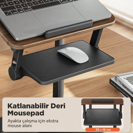 Bix Saiji D8 Ergonomik Laptop Standı Ahşap Yüzey Fare Platformlu Yükseklik Ayarlı Katlanabilir 11-17 inç Dizüstü Bilgisayar Standı