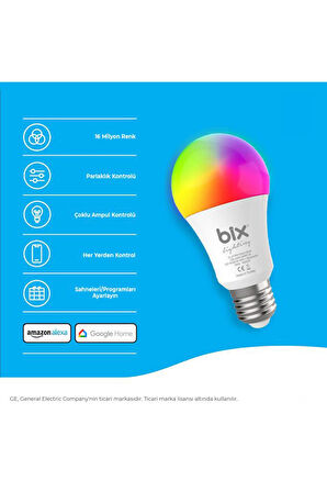 Bix Sl-01 9W Aura Rgb Led Akıllı Wifi Ampul Tüya Yazılım Destekli