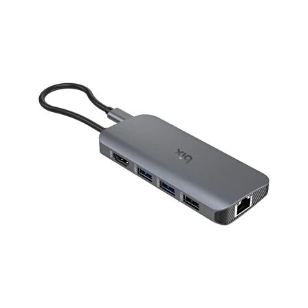 Bix BX10HB Pro Type-C to 4K 60Hz HDMI 3*USB 3.2 Gigabit Ethernet PD 100W Micro SD Kart Okuyucu Çoklayıcı Hub
