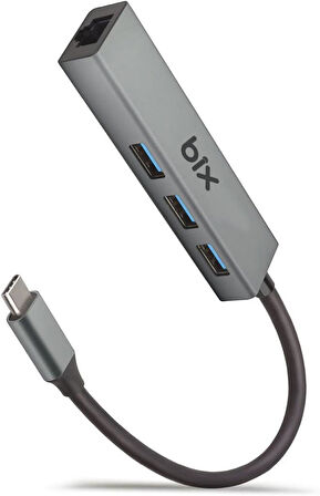 Bix Bxc06hb Type-c'den 3 Bağlantı Noktalı Gigabit Ethernet Usb 3.2 Hub - Teşhir