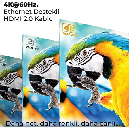 Bix NHD03 4K 60Hz Yüksek Hızlı Ethernet ve HDMI Kablosu 3 Metre