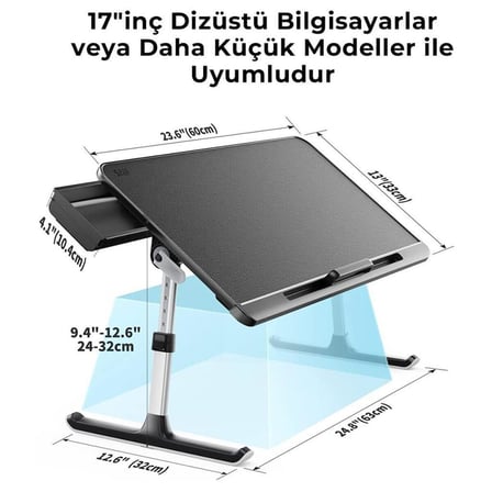 Bix Saiji Mini-K7 Notebook ve Tablet Çalışma Uyumlu Masası Siyah - Outlet