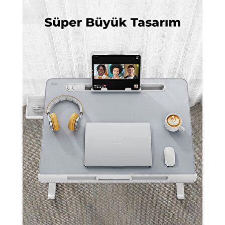 Bix Saiji K8 Ultimate Çok Fonksiyonlu Ayarlı LED Işıklı Çalışma Masası Gri