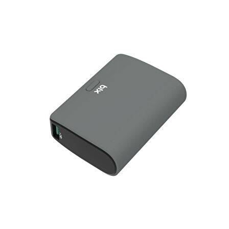Bix PB106 10000mAh PD20W Type-C USB-A SCP 22.5W Çift Çıkışlı LED Göstergeli Cep Boy Mini Powerbank Gri