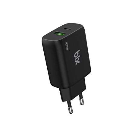 Bix ZH-2U41T 25W USB Type-C PD Çift Portlu Hızlı Şarj Cihazı Siyah
