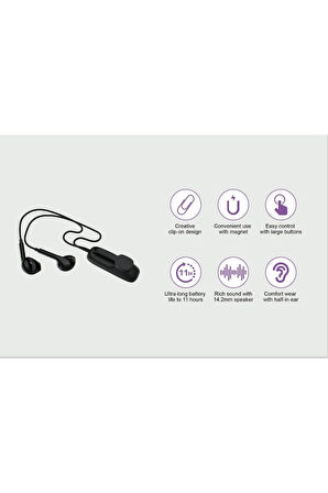 BXA4 Klipsli Bluetooth 5.3 TWS Mikrofonlu Kulak içi Yaka Kulaklık Beyaz