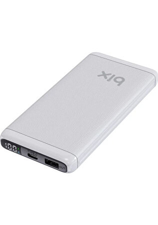 Bix BXPB11 10000MAH 20W Pd Type-C ve Usb-A Scp 22.5W Qc 3.0 18W Çift Çıkışlı LED Ekranlı Powerbank Beyaz