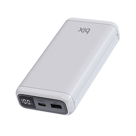 Bix Bxpb21 20000 mAh Usb-A 22.5w Ve Type-C Pd 20w Çift Çıkışlı Led Ekranlı Powerbank Beyaz