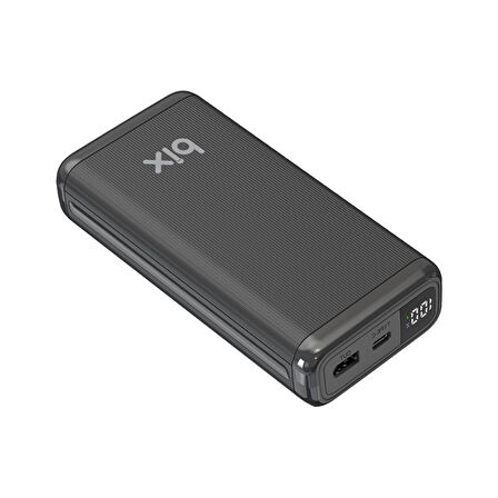 Bix 20000mAh USB-A 22.5W ve Type-C PD 20W Çift Çıkışlı LED Ekranlı Powerbank Siyah