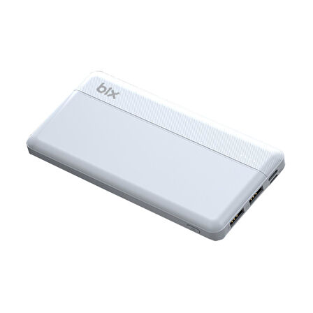 Bix 10000mAh Çift USB Çıkışlı ve LED Bildirimli Portatif Powerbank Beyaz