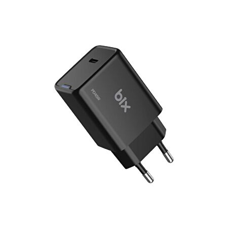 Bix BX1P45G 45W GaN Type-C PD PPS Akım Korumalı LED Göstergeli Hızlı Şarj Aleti Siyah