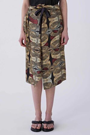 Floral Desen Midi  Etek Standart Renk