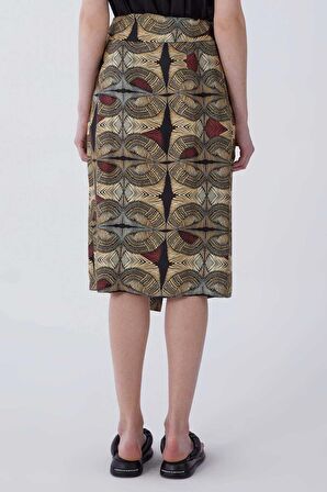 Floral Desen Midi  Etek Standart Renk