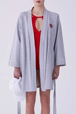 Nazar Boncuklu  Kimono   Gri