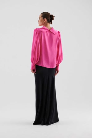 Yaka Bağlamalı Bluz   Pembe