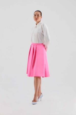 Pileli Etek   Pembe