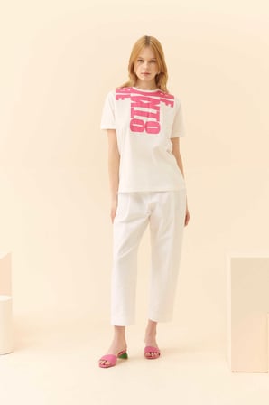 O Yaka T-Shirt   Beyaz