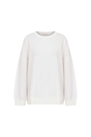 Oversize Fafanto Yazı Baskılı Sweatshirt   Ekru