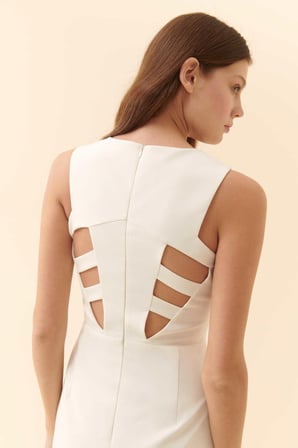 Arkası Cut Out Detaylı Midi Elbise   Ekru