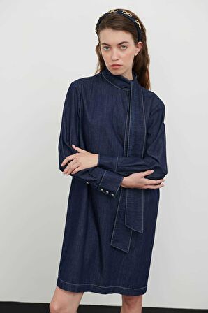 Denim Günlük Elbise Lacivert